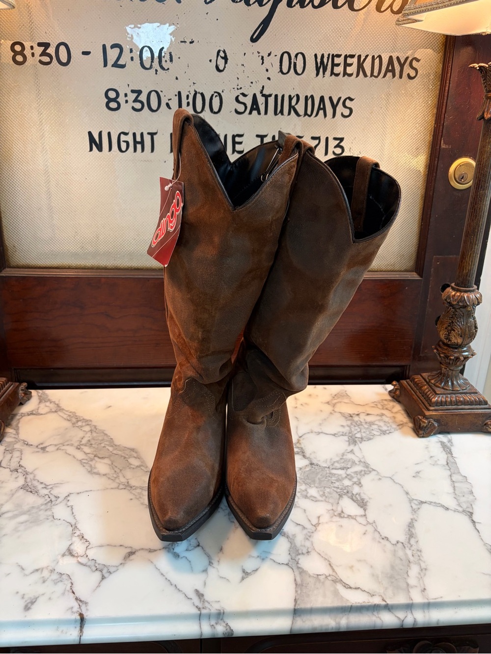 Brown Suede Women's Cowboy Boots - Dingo